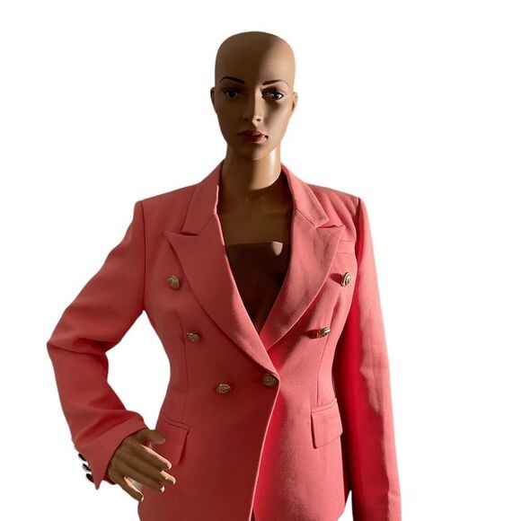 Pineapple Women’s Double Breasted pink Blazer With Gold Buttons Jacket Size M - Picture 2 of 14